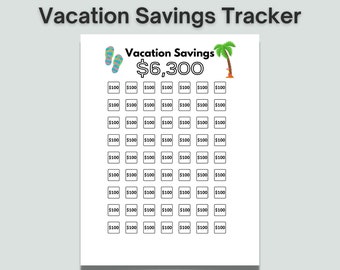 Vacation Fund Savings Tracker Printable, Vacation Savings, Sinking Funds, Budget by Paycheck