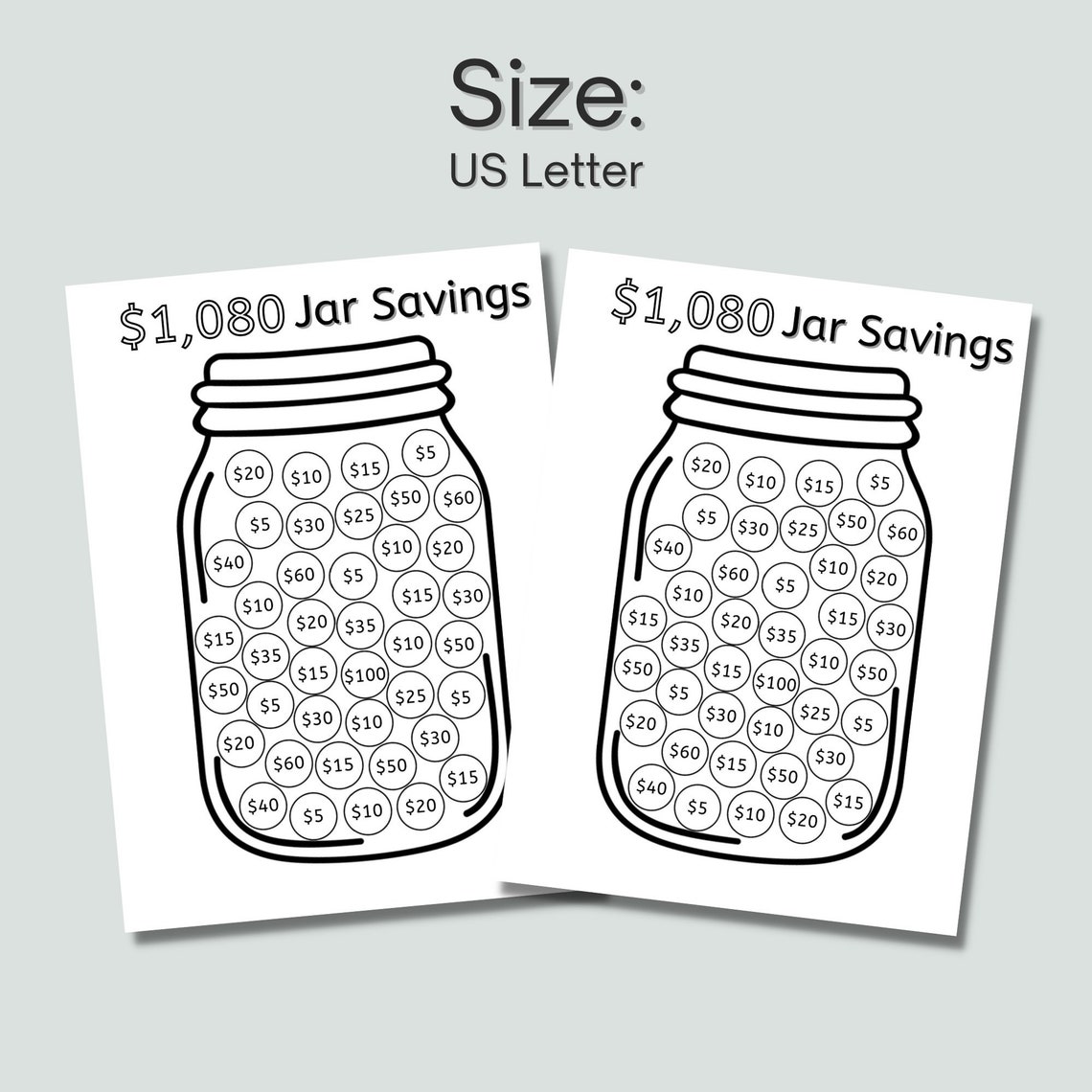 Savings Jar Printable Money Saving Challenge Emergency Fund - Etsy