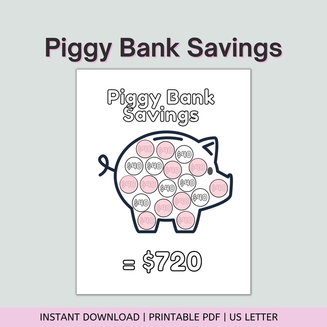 Piggy Bank Savings Tracker Printable Money Savings Challenge | Etsy