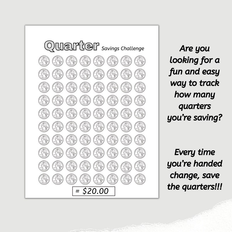Quarter Savings Challenge Printable Savings Challenge Etsy Canada Quarter Savings Challenge Printable Savings Challenge Etsy Canada