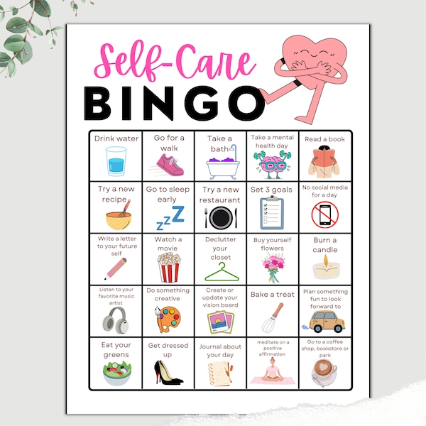 Self-Care Bingo, Self Care Printable, Self Care Digital Download, Mental Health Bingo, Wellness Bingo, Wellness Week, Self Care Checklist