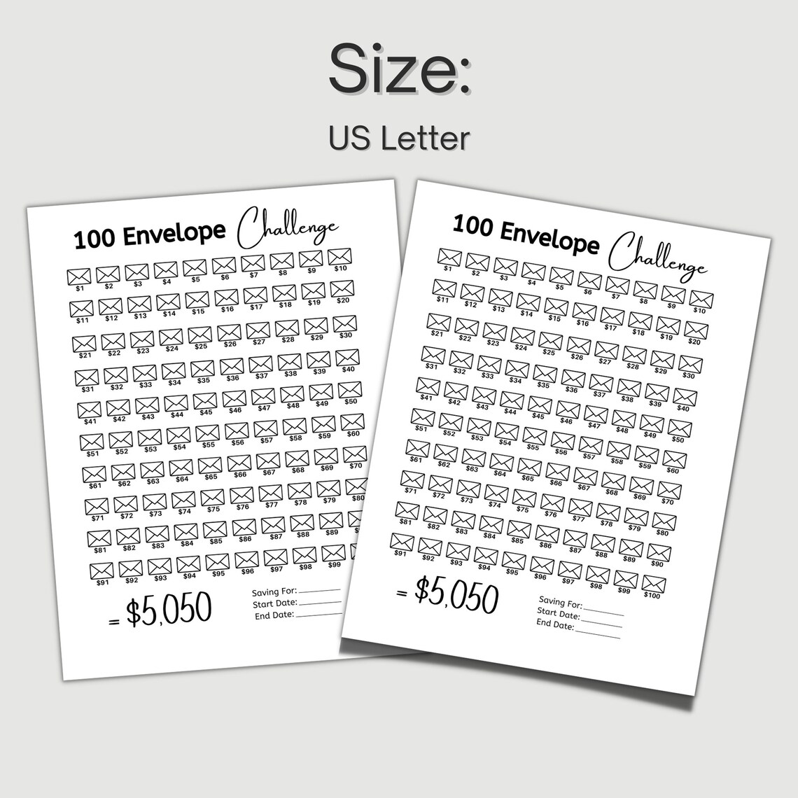 100 Envelope Challenge Savings Challenge Money Saving Etsy