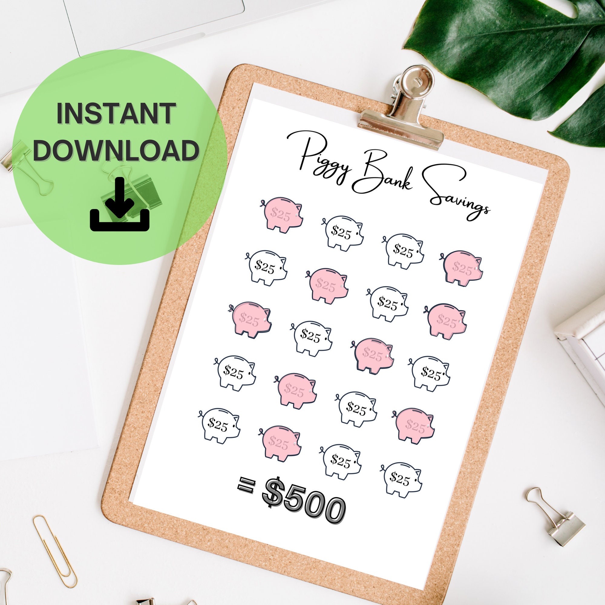 Piggy Bank Savings Tracker Printable, Savings Tracker, Savings ...