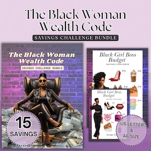 Black Woman Wealth Code, A6 & US Letter Savings Challenge Bundle, Cash Stuffing Printable, Budget Planner, Digital Download