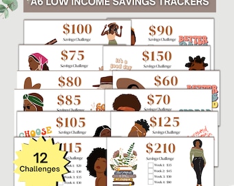 A6 Low Income Savings, Minimalist Low Income Savings, Black Girl Savings, Cash Envelopes, Saving Planner, Monthly Savings, A6 Budget Binder
