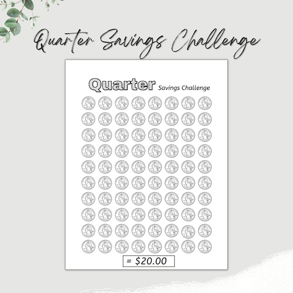 Quarter Savings Challenge Printable, Savings Challenge, Savings Tracker,  Savings, Money Saving Challenge , Money Challenge, Coin Challenge 