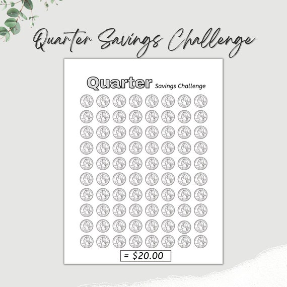 Quarter Savings Challenge Printable, Savings Challenge, Savings Tracker,  Savings, Money Saving Challenge , Money Challenge, Coin Challenge 