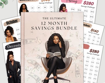 12 Month Savings Challenge, Black Girl Savings, Black Girl Planner, Sinking Funds, Saving Envelope, Saving Planner, Emergency Fund