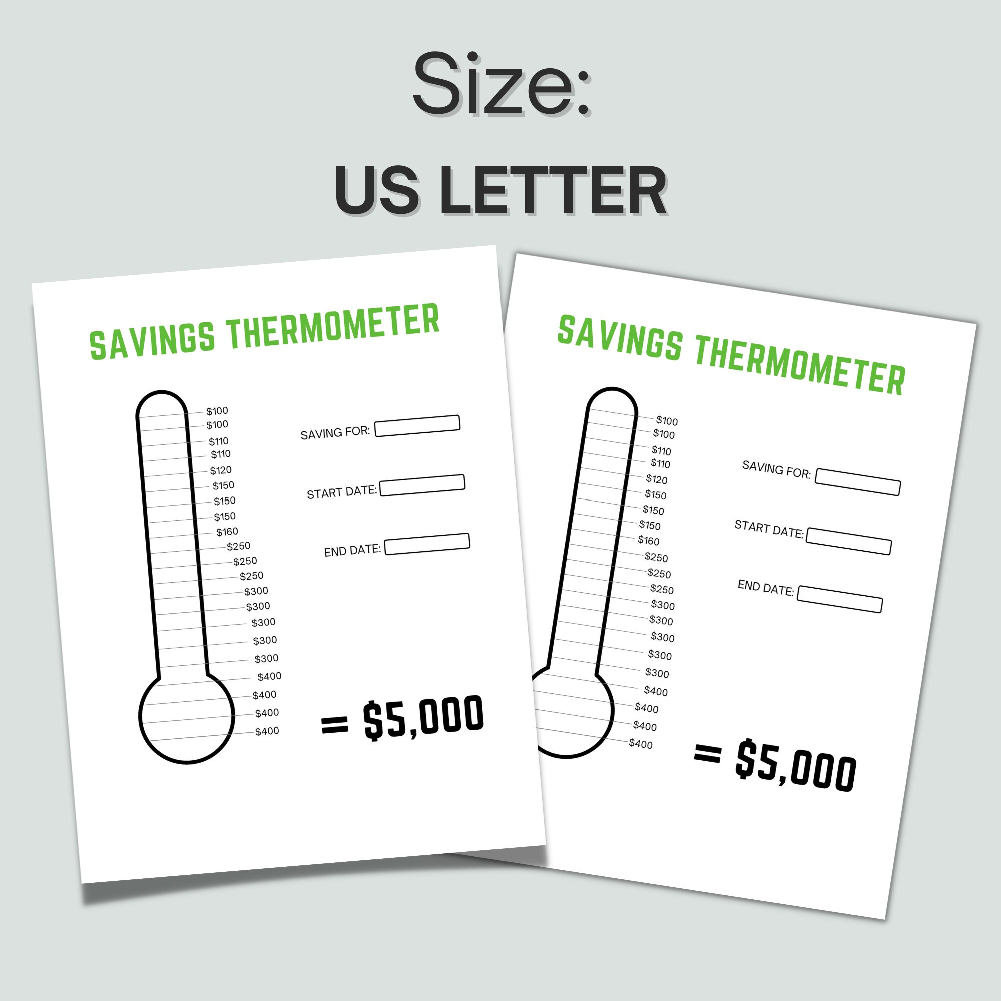 Savings Thermometer Printable Thermometer Savings Tracker - Etsy