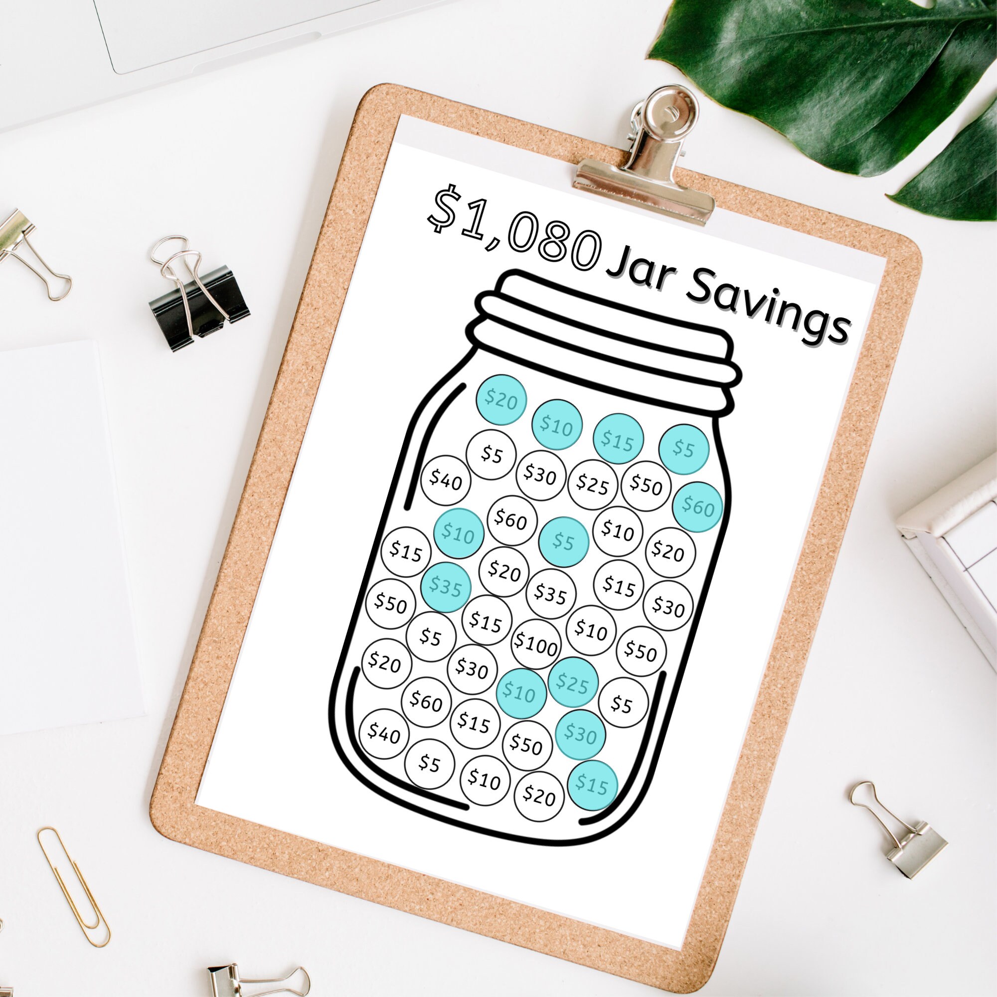Savings Jar Printable Money Saving Challenge Emergency Fund Etsy