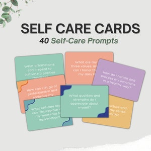 Self Care Activity Cards, Affirmation Cards, Journal Prompt Cards, Mindfulness Cards, Self-Reflection Cards, Therapy Cards, Counseling Cards