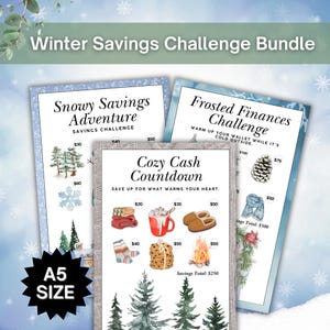 Winter Savings Challenge Bundle, Cozy Cash Countdown & Snowy Adventures, Budget Planner Printables, Savings Challenge, Savings Bundle