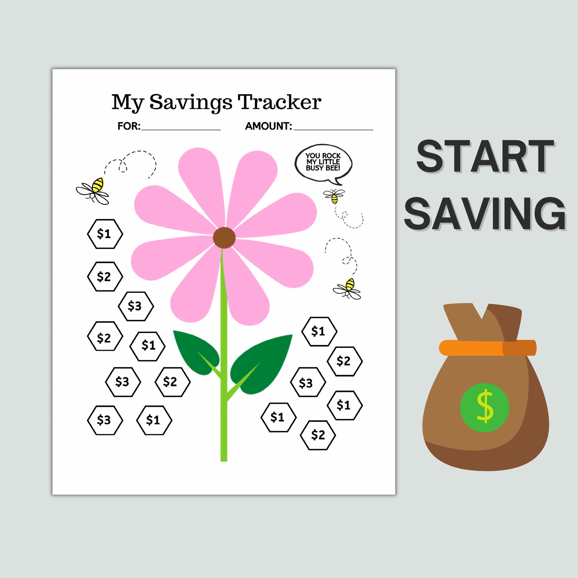 Kids Savings Challenge Teach Kids To Save Money Kids Savings | Etsy