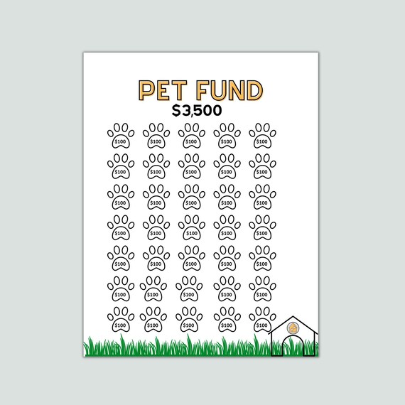 Pet Fund Savings Tracker Printable Savings Challenge - Etsy
