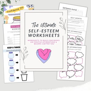 Self Esteem Worksheets, Self Love Planner, Therapy Planner, Self Confidence, Therapy Worksheets, Therapy Resources, Confidence Worksheets