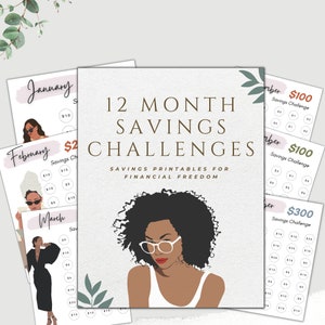 12 Month Savings Challenge, Black Girl Savings, Travel Savings, Save 3000, Saving Planner, Savings Printable