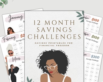 12 Month Savings Challenge, Black Girl Savings, Travel Savings, Save 3000, Saving Planner, Savings Printable