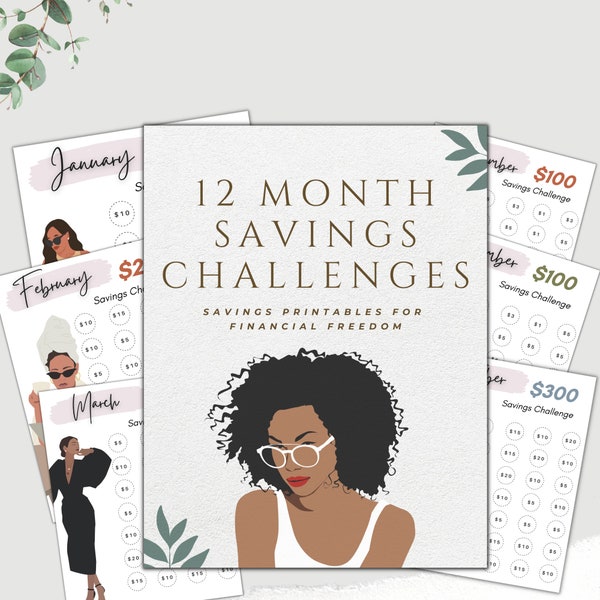 12 Month Savings Challenge, Black Girl Savings, Travel Savings, Save 3000, Saving Planner, Savings Printable