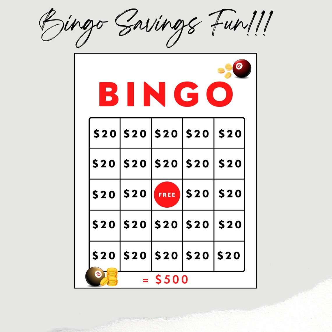 Bingo Savings Challenge Saving Challenge Money Saving Bingo Etsy