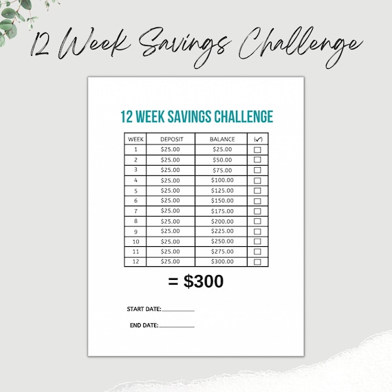 12 Week Savings Challenge, Savings Challenge, Saving Money, Savings  Tracker, Printable Budget, Cash Budgeting 