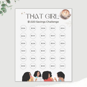 That Girl Digital, Savings, Saving Challenge, Savings Tracker, Savings Printable, Black Girl Savings, Save 1020