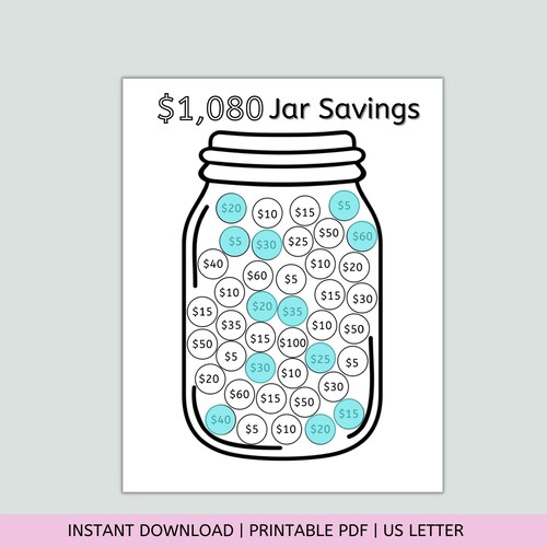 Savings Jar Printable Money Saving Challenge Emergency Fund - Etsy