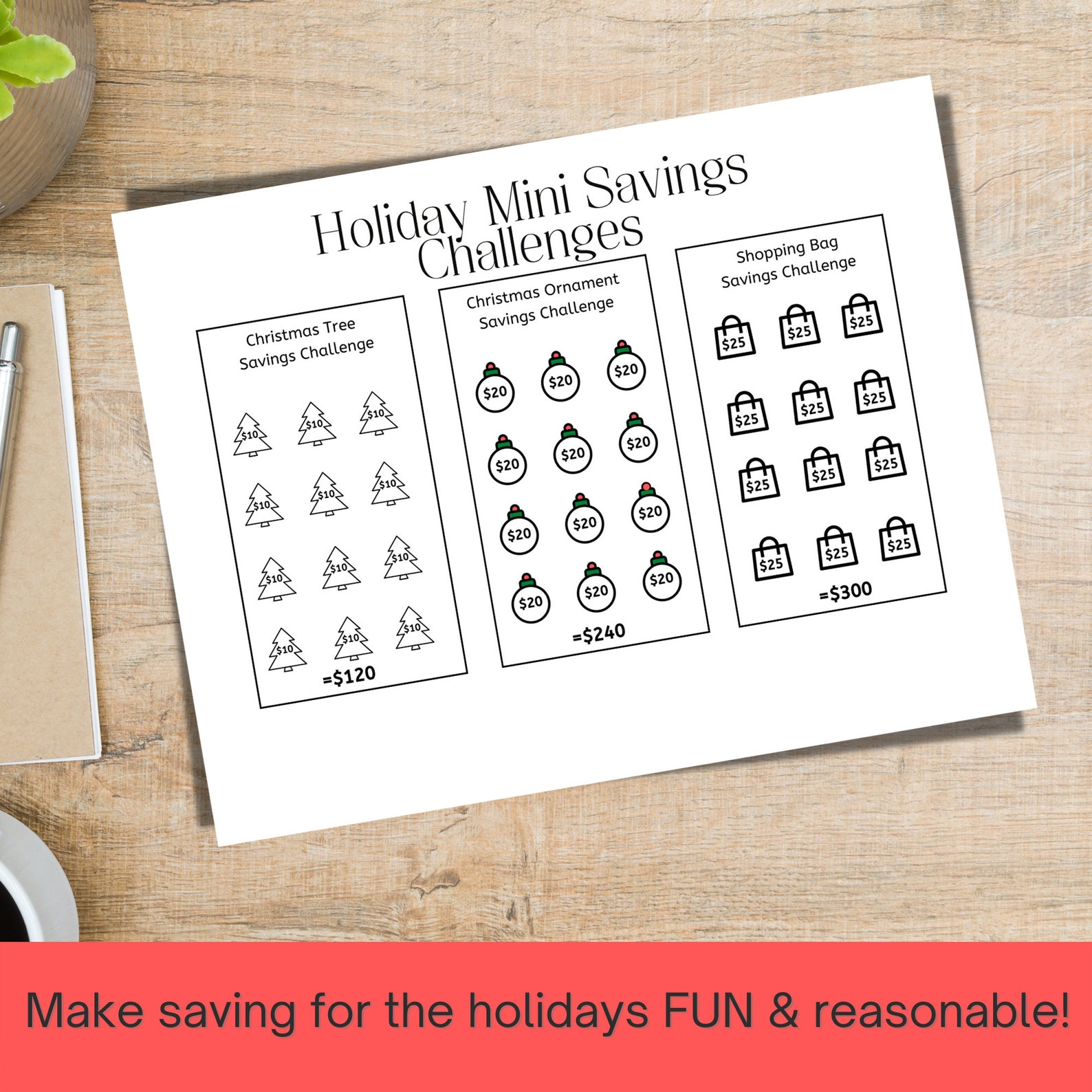 Mini Christmas Savings Challenge Printable Christmas Savings | Etsy