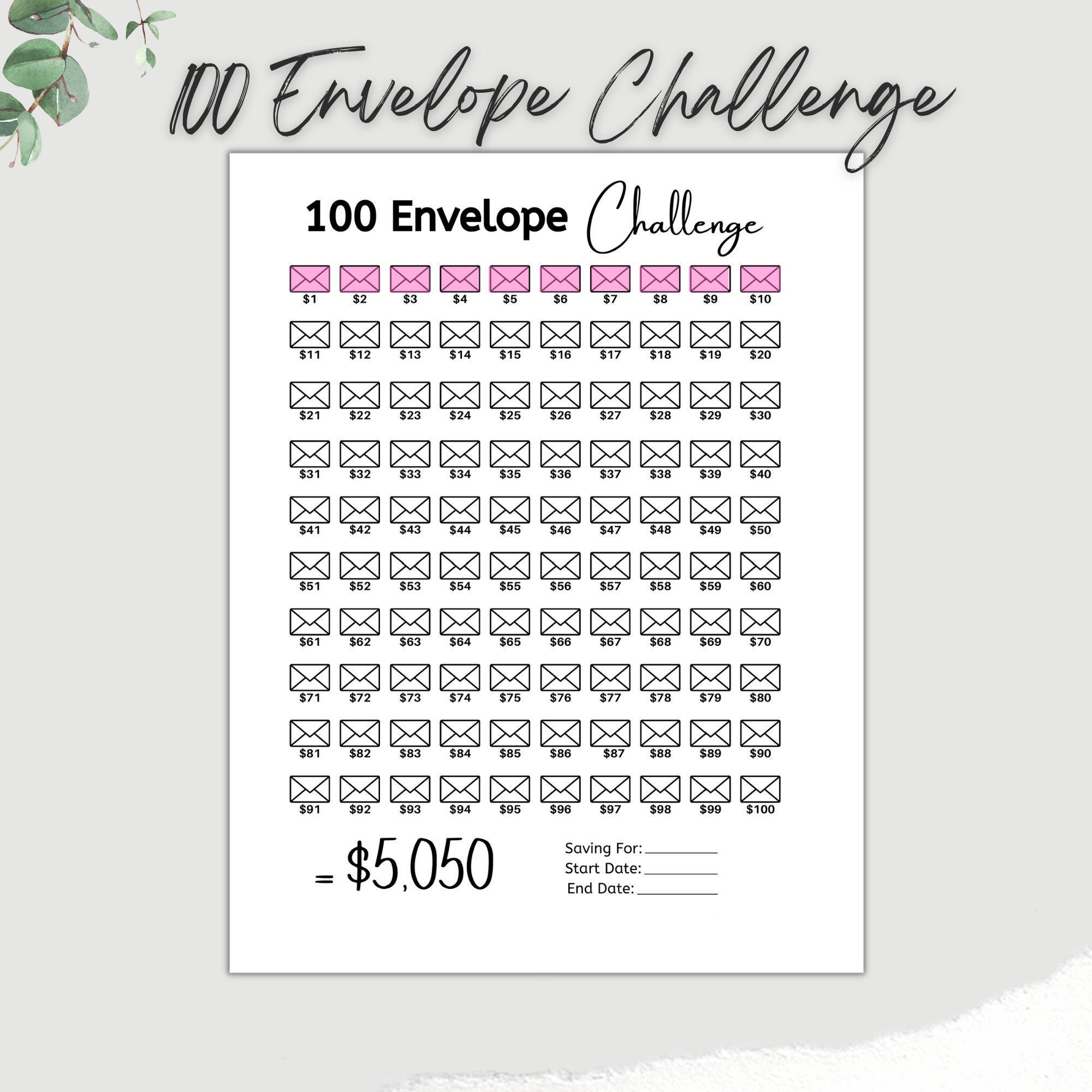 Summer Savings Challenge Printable, Savings Tracker, Savings Goal