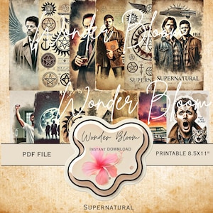 Unofficial Supernatural Papers, Junk Journal, Shabby, Backing, Printable A4 , Digital Download