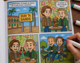 Supernatural Chibi Comic Strip Coloring Pages – "Changing Channels" Inspired PDF