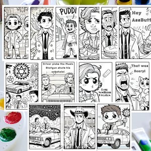 Supernatural Ausmalbilder - Süsses kawaii - Digital PDF Sofortdownload - Inoffiziell - 13 Seiten