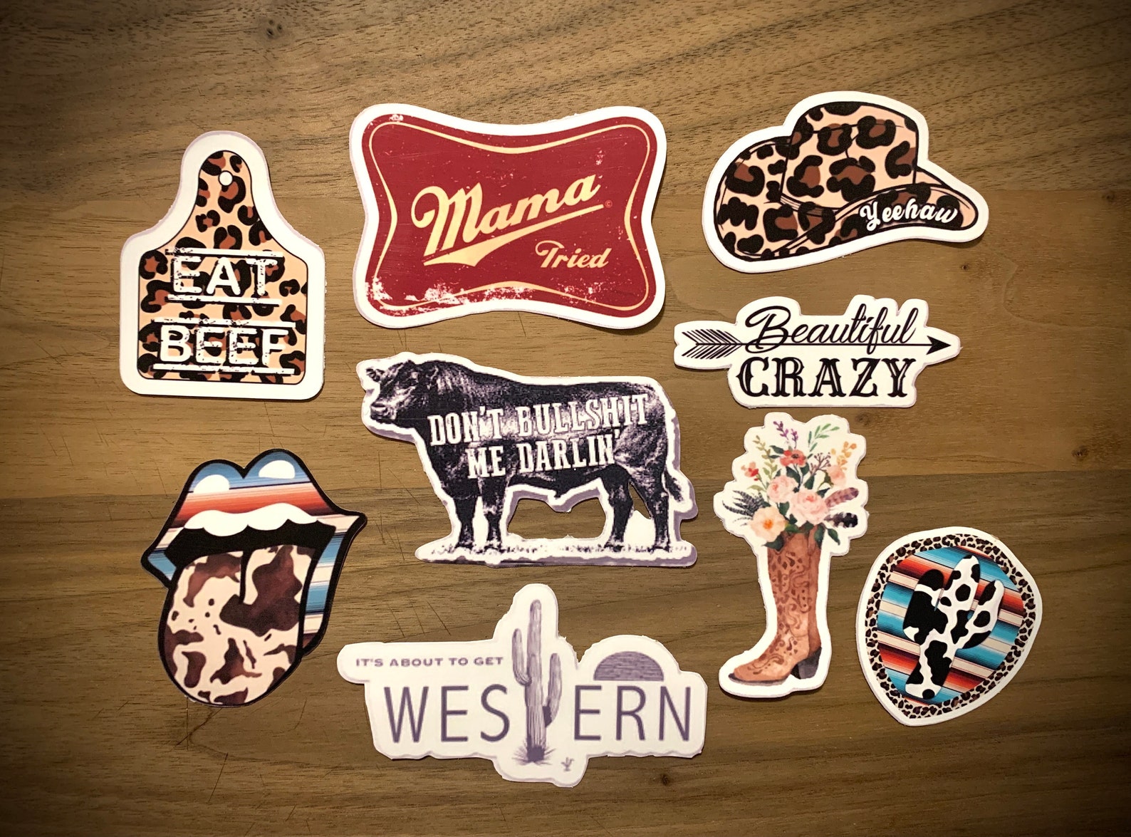 Western Decal Bundle Pack Stickers Bull Cowhide Mama | Etsy