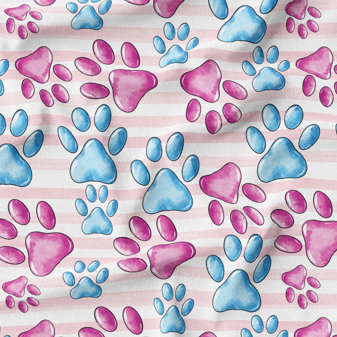 cut-dog-paw-print-fabric-blue-and-pink-paw-prints-fabric-etsy