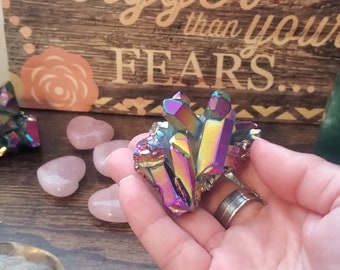 Rainbow Aura Crystal Quartz Clusters/Crystal Shop/Metaphysical shop