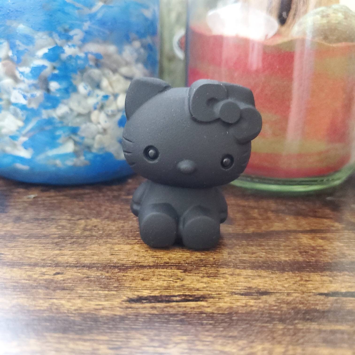 オブシディアンキティ Hello Kitty Obsidian Crystal Figurine - Grounding Stone - Etsy