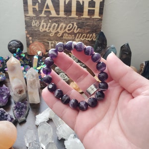 Dream Amethyst, Chevron Amethyst crystal bracelet jewelry/Amethyst Jewelry/Crystal Shop