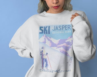 Ski Jasper Sweatshirt - Jasper, Alberta Ski Sweatshirt, Alberta Sweatshirt, Retro Crewneck Sweatshirt, Ski Sweater, Apres Ski, Canada