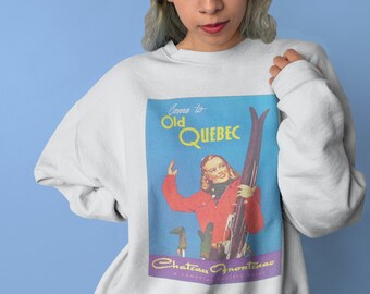 Ski Quebec sweatshirt - Retro Crewneck Sweatshirt, Ski Sweatshirt, Apres Ski Aesthetic, Ski Sweater, Quebec Canada