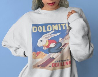 Dolomiti Ski Bunny sweatshirt - Dolomites Italy ski sweatshirt, Italy Sweatshirt, Dolomites Sweatshirt, Ski Sweater