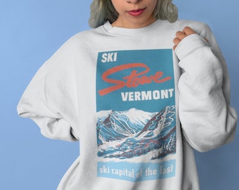 Sweat-shirt Ski Vermont - Sweat-shirt à col rond Stowe, Sweat-shirt de ski, cadeau Vermont