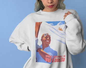 Ski Italy Sweatshirt - Aosta, Italy Ski Sweatshirt, Italy Sweatshirt, Retro Crewneck Sweatshirt, Ski Sweater, Apres Ski Aesthetic