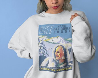 Laurentian Mountains, Quebec sweatshirt - Quebec Sweatshirt, Retro Crewneck Sweatshirt, Ski Sweatshirt, Apres Ski Sweater, Quebec Canada