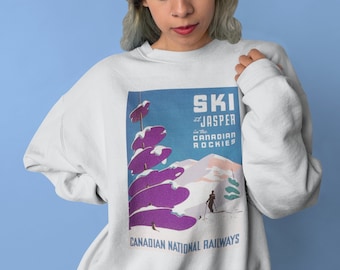 Ski Jasper Sweatshirt - Jasper, Alberta Ski Sweatshirt, Alberta Sweatshirt, Retro Crewneck Sweatshirt, Ski Sweater, Apres Ski, Canada