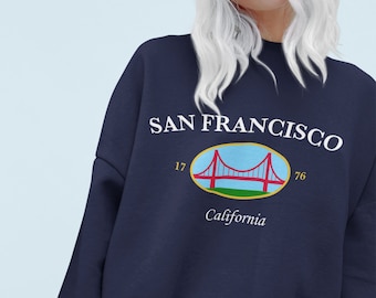 San Francisco Sweatshirt, vintage California crewneck, Golden Gate Bridge sweater, San Francisco gift