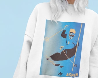 Ski Aspen Sweatshirt - Retro Crewneck Sweatshirt, Aspen Colorado Ski Sweatshirt, Apres Ski Aesthetic, Ski Sweater