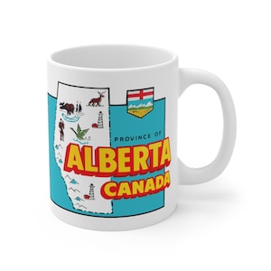 Alberta Mug, conception de carte rétro, cadeau Alberta Canada