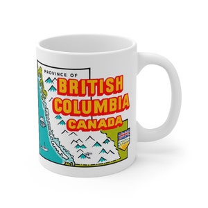 Mug Colombie-Britannique, conception de carte rétro, cadeau BC Canada