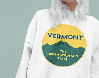 Vermont crewneck sweatshirt, The Green Mountain State sweater, Vermont sweatshirt