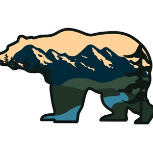 Bear forest shadow box SVG digital file for laser cutters