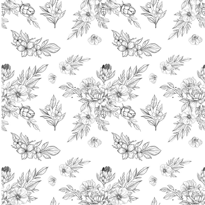 Floral Pattern, Drawing, Illustrations, SVG FILE, JPEG Etsy